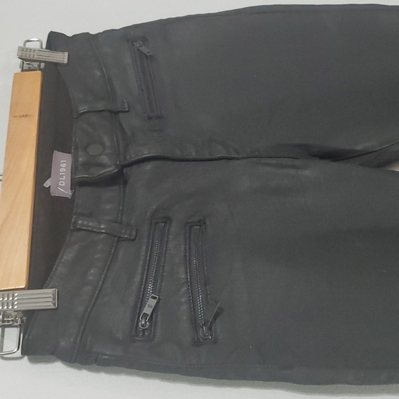DL1961 pants womens size 27 4 black zipper accents double button cropped skinny - Picture 5 of 15